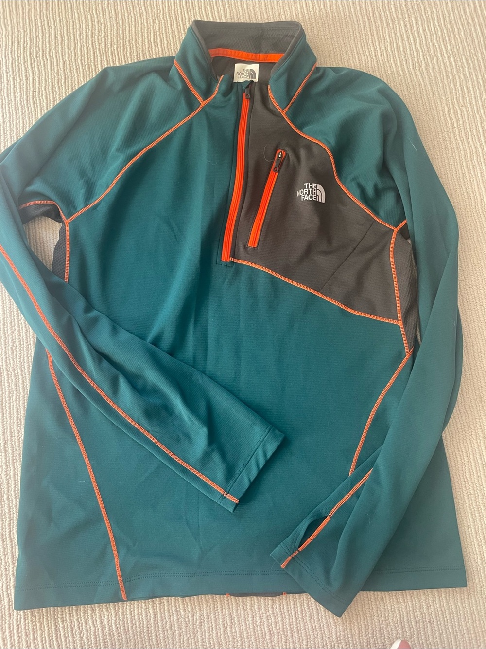 The North Face Teal Zip Pullover with Orange Accents size M c21